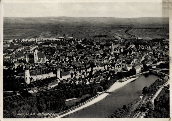 Ansichtkaart Lauingen aan de Donau Schwäbische Alb, luchtfoto