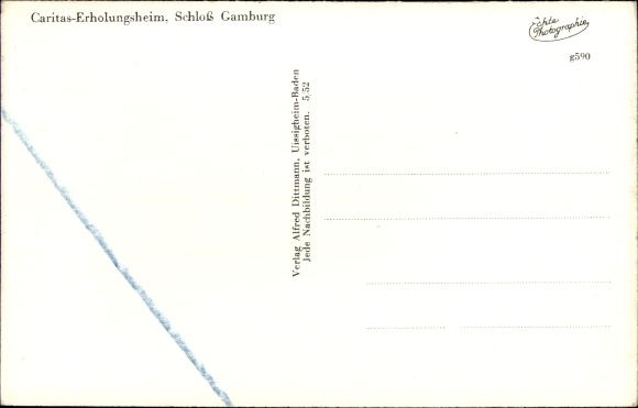 Postcard Gamburg Werbach an der Tauber, Caritas convalescent home, Gamburg Castle