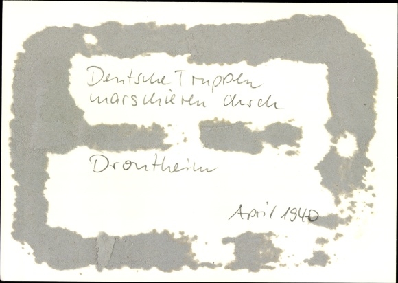 Photo Trondhjem Trondheim Norway, German troops marching through Trondheim, April 1940, II WW