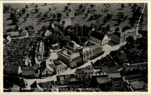 Postcard Herten Rheinfelden in Baden, aerial photograph, St. Josef Anstalt