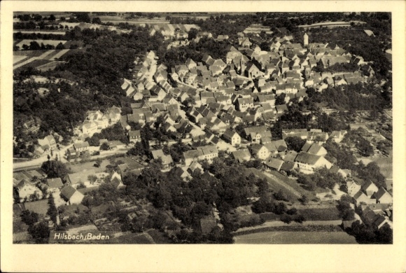 Postcard Hilsbach Sinsheim in Baden, aerial photograph