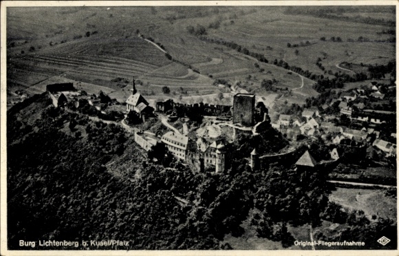 Postcard Thallichtenberg in the Palatinate, Lichtenberg Castle, aerial photograph