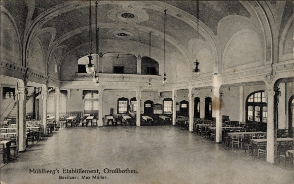 Ak Großbothen Grimma in Sachsen, Mühlberg's Etablissement,  Besitzer: Max Müller, Innenansicht