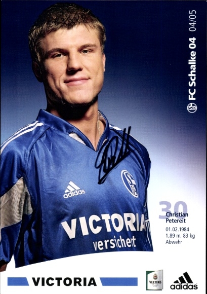 Karta z autografem piłkarza Christiana Petereita, FC Schalke 04, autograf