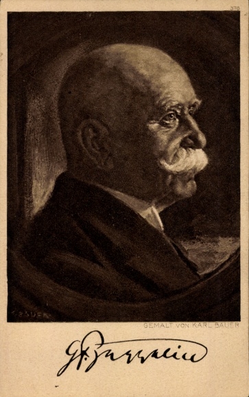 Artist Postcard Bauer, Karl, Ferdinand Graf von Zeppelin, portrait