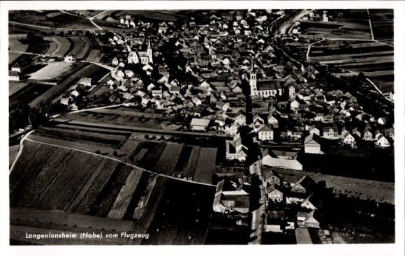 Postcard Langenlonsheim on the Nahe Pfalz, aerial photograph, Hotel Jöst