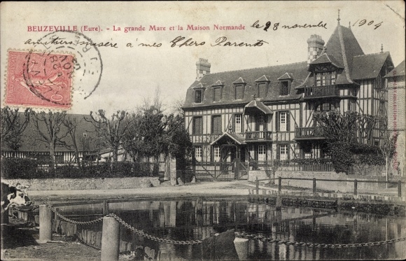 Postcard Beuzeville Eure, La Grande Mare and the Norman House