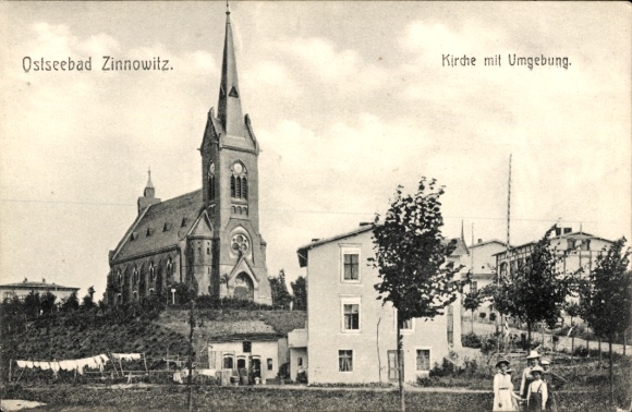 Ak Ostseebad Zinnowitz auf Usedom, Kirche, Umgebung