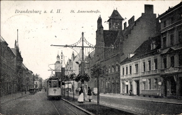Postcard Brandenburg ad Havel, tram in St. Annenstraße
