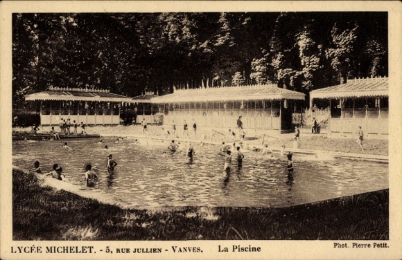 Postcard Vanves Hauts de Seine, swimming pool, Lycée Michelet,
