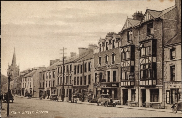 Postcard Antrim Northern Ireland, Main Street