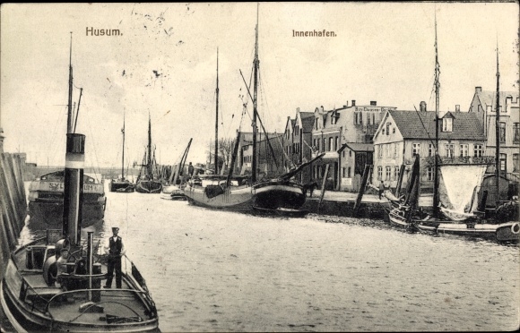 Ak Husum in Nordfriesland, Innenhafen