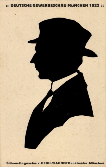 Scherenschnitt Ak München, deutsche Gewerbeschau 1922