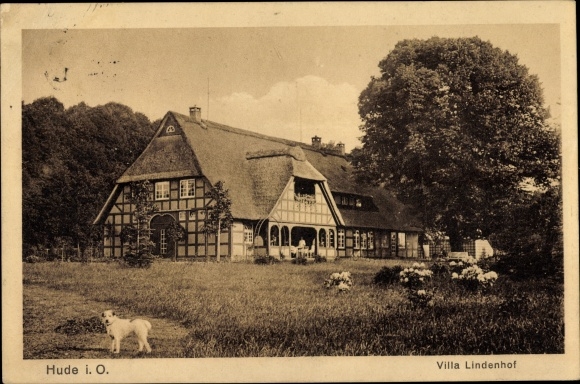 Postcard Hude in Oldenburg, Villa Lindenhof