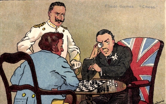 Artist Postcard Fiscal Games, Chess, Chess Game, Kaiser Wilhelm II.