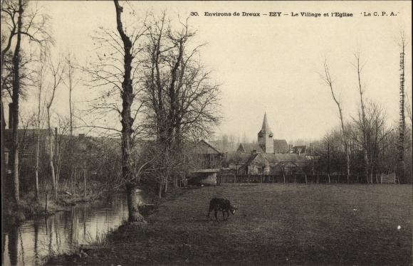 Postcard Ezy Eure, The Village, The Church, Ziege