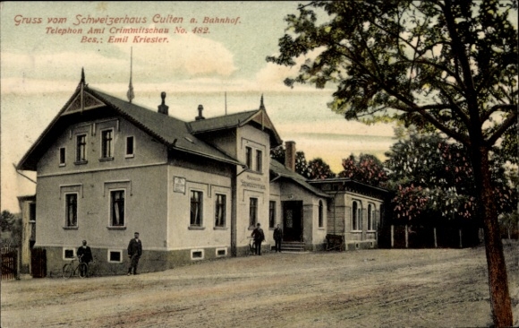 Postcard Culten Neukirchen Pleiße, Schweizerhaus