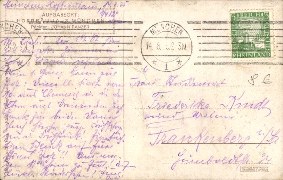 Artist Postcard Engelhard, PO, Munich Hofbräuhaus, HB Hofbräu advertising, Kindl, beer barrel, beer mug