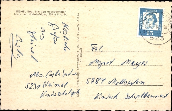 Postcard Steimel in the Westerwald, Luisenhof, pasture
