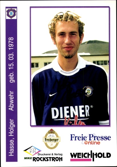 Autogrammkarte Fußballer Holger Hasse, FC Erzgebirge Aue, Autogramm