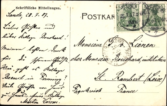 Postcard Sande in Friesland, partial view