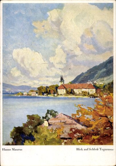 Postcard Tegernsee in Upper Bavaria, view of Hanns Maurus Castle
