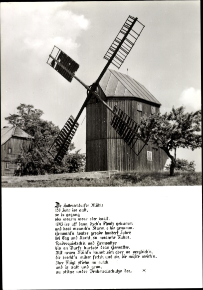 Postcard Kottmarsdorf Löbau Sachsen, windmill, poem
