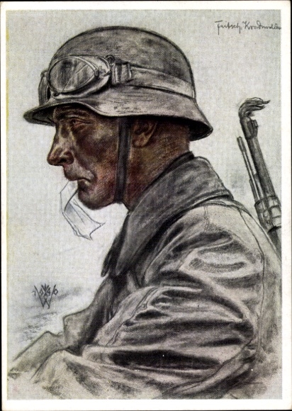 Künstler Ak Willrich, W., Kradmelder einer Panzer Vorausabteilung, VDA 1 9 5