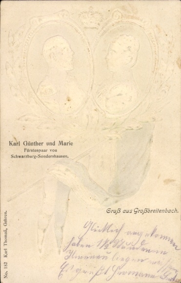 Präge Ak Karl Günther und Marie, Fürstenpaar von Schwarzburg-Sondershausen