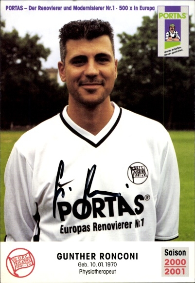 Autogrammkarte Physiotherapeut Gunther Ronconi, Kickers Offenbach, Autogramm