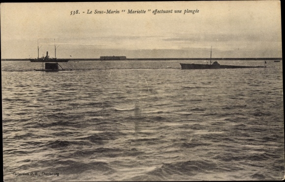 Ak Französisches U Boot, Mariotte, sous marin, effectuant une plonge