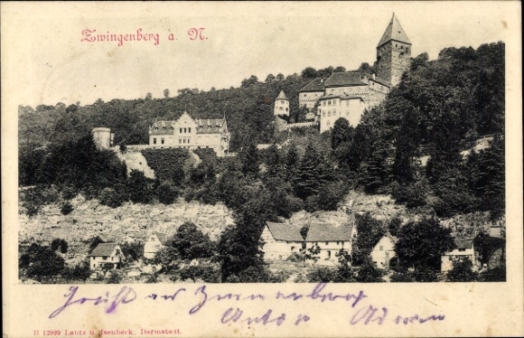 Ak Zwingenberg am Neckar Baden, Blick auf den Ort, Gasthaus zum Anker