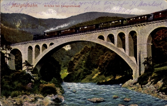 Postcard Langenbrand Forbach in the Black Forest Baden, Murgtalbahn, Bridge
