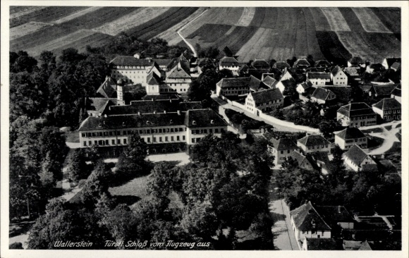 Postcard Wallerstein in Swabia, Princely Castle, aerial photograph