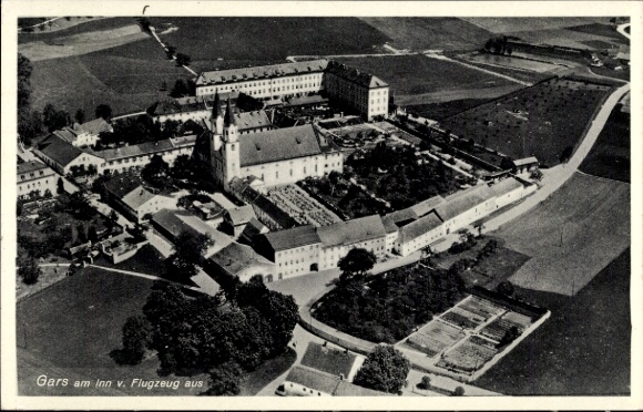 Ak Gars am Inn Oberbayern, Fliegeraufnahme