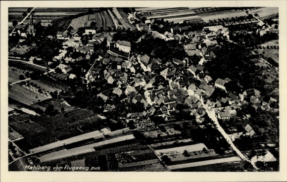 Postcard Mahlberg, aerial photograph