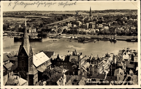 PC Flensburg in Schleswig Holstein, Jürgensby, aerial photo, church