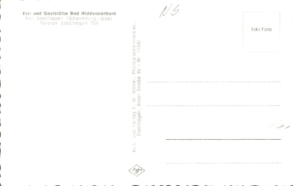 Postcard Meerbeck Lower Saxony, spa and restaurant Bad Hiddenserborn, terrace, garden