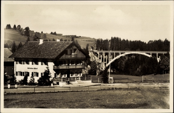 Postcard Echelsbach Bad Bayersoien, Echelsbacher Bridge, Inn Brückenwirt