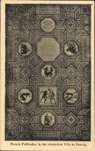 Postcard Nennig Perl on the Moselle, mosaic floor, Roman villa
