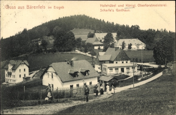 Postcard Bärenfels Altenberg in the Ore Mountains, Hofehübel, Oberforstmeisterei, Scharfe&#39;s inn