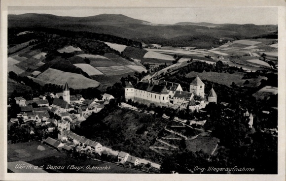 Ak Wörth an der Donau Oberpfalz Bayern, Fliegeraufnahme