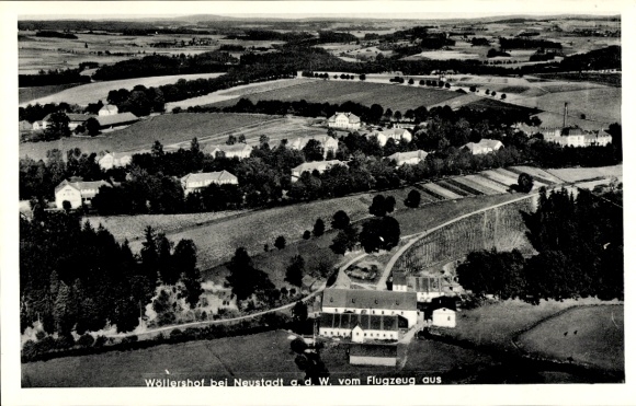 Postcard Neustadt an der Waldnaab, black and white aerial photograph of Wollershof near Neustadt an der Waldnaab