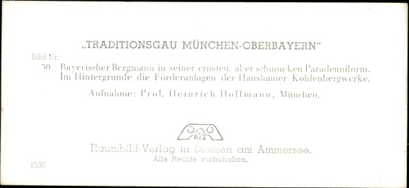 Stereo spatial image photo &quot;Traditionsgau Munich Oberbayern&quot; No. 50 Hausham coal mines, miner