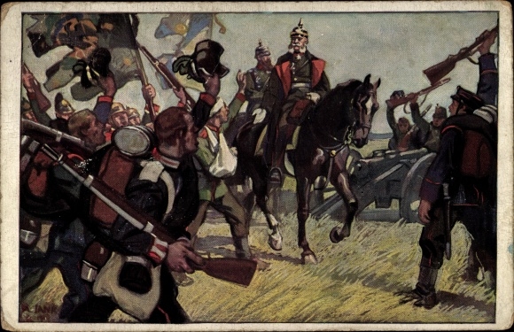Künstler Ak Jank, A., Kaiser Wilhelm I. Ritt um Sedan, Wohlfahrtskarte, 02. September 1870