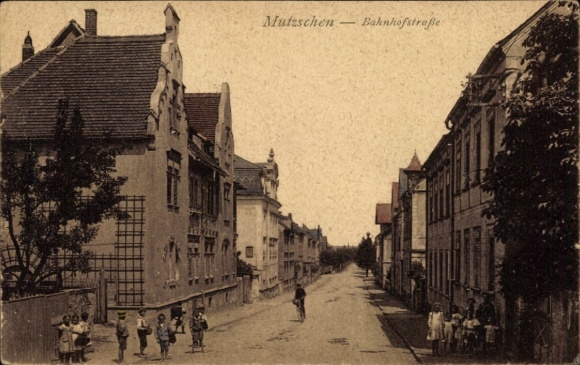 Ansichtkaart Mutzschen Grimma in Saksen, Bahnhofstrasse