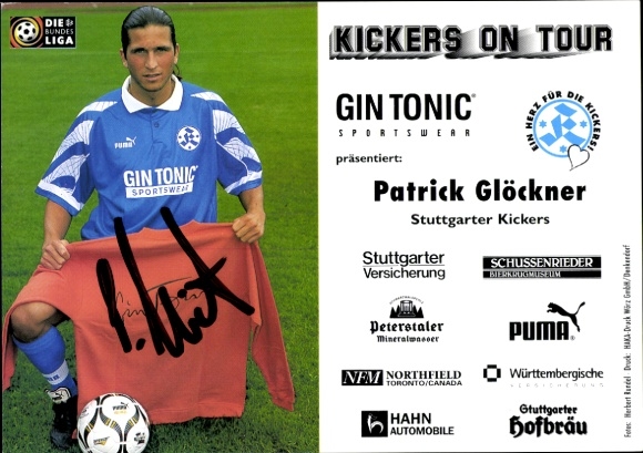 Karta autografu piłkarza Patricka Glöcknera, SV Stuttgarter Kickers, autograf