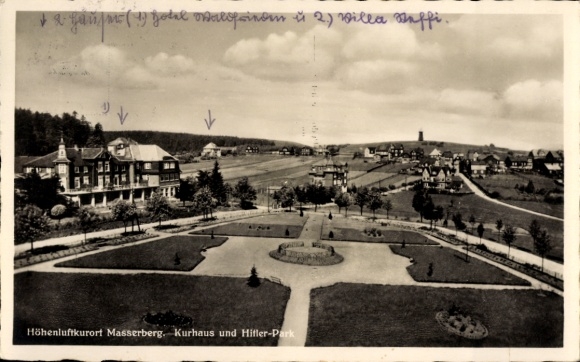 Postcard Masserberg in Thuringia, Kurhaus, Hitler Park