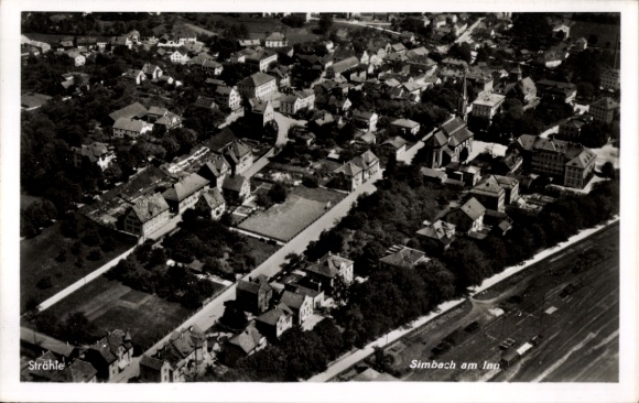 Postcard Simbach am Inn Lower Bavaria, aerial photograph