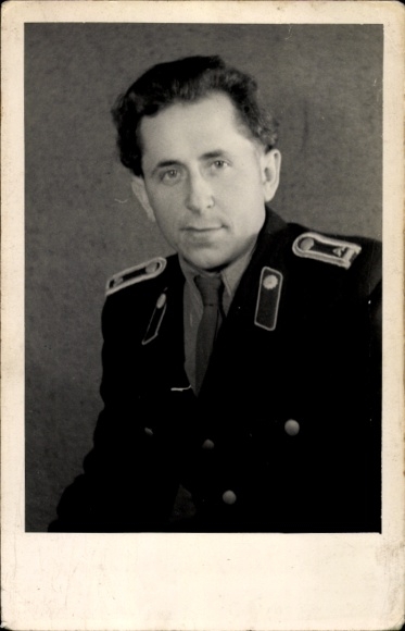 Photo Postcard Havelberg, KVP Police GDR, policeman in uniform